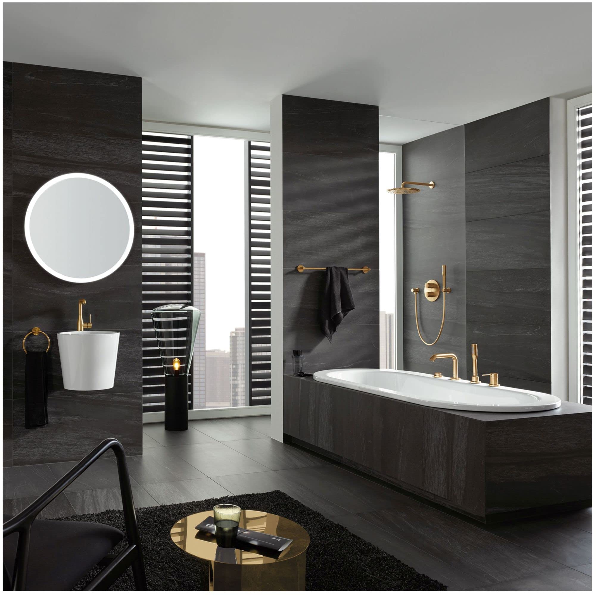 Essence Four-Hole Bathtub Faucet with Handshower, Starlight Chrome - Image 3