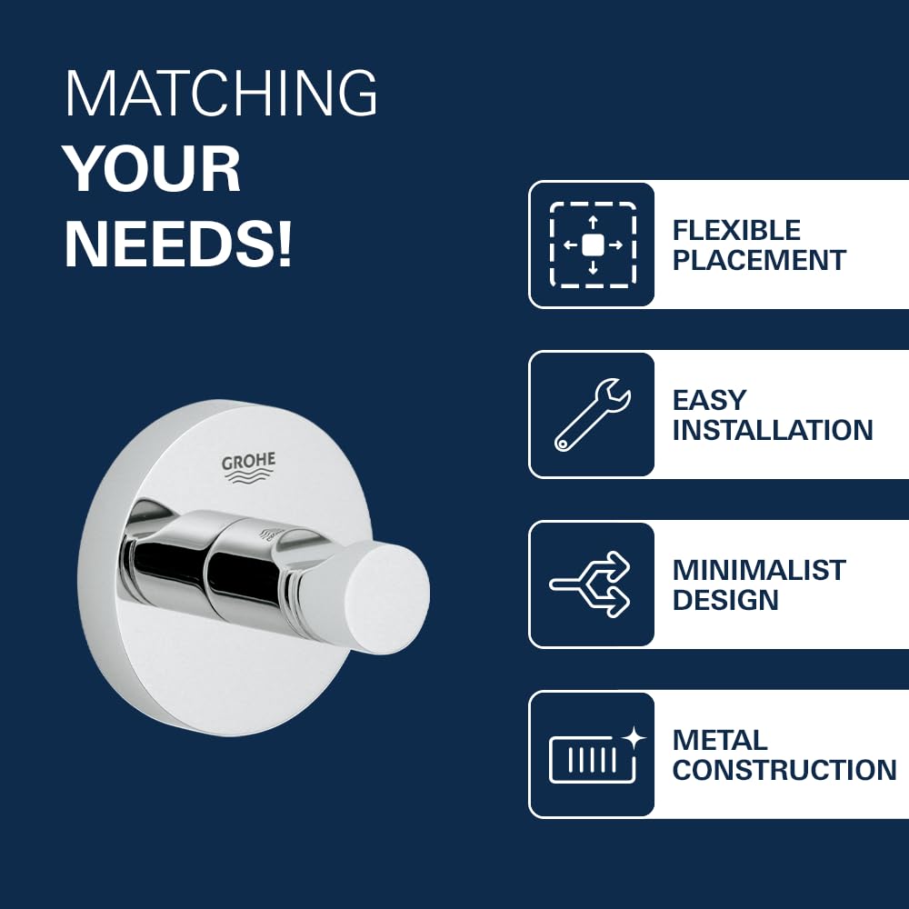 Essentials Robe Hook, Polished Chrome - Image 4