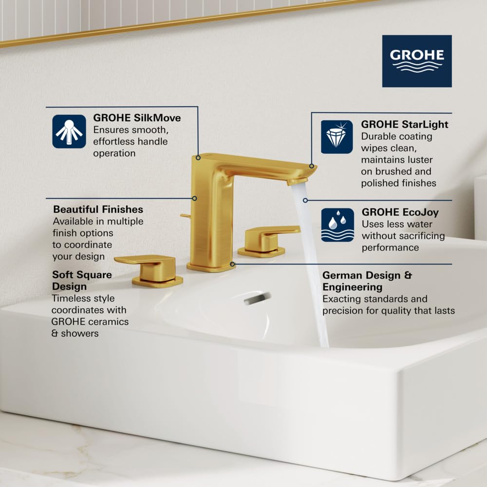 Grohe 1019220000 Cubeo 8-Inch Widespread 2-Handle Bathroom Faucet, 1.2 GPM, Starlight Chrome - Image 3