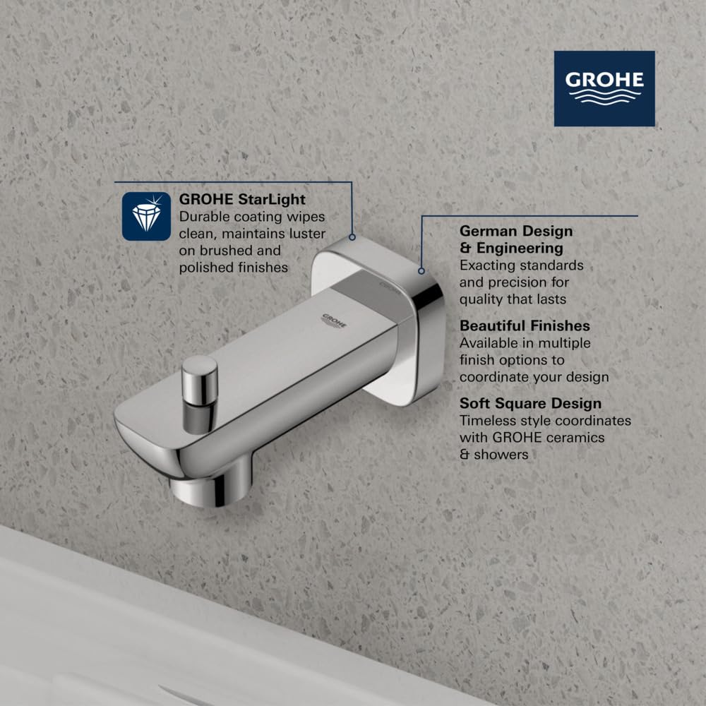 Grohe 1019240000 Cubeo Diverter Tub Spout, Starlight Chrome - Image 3