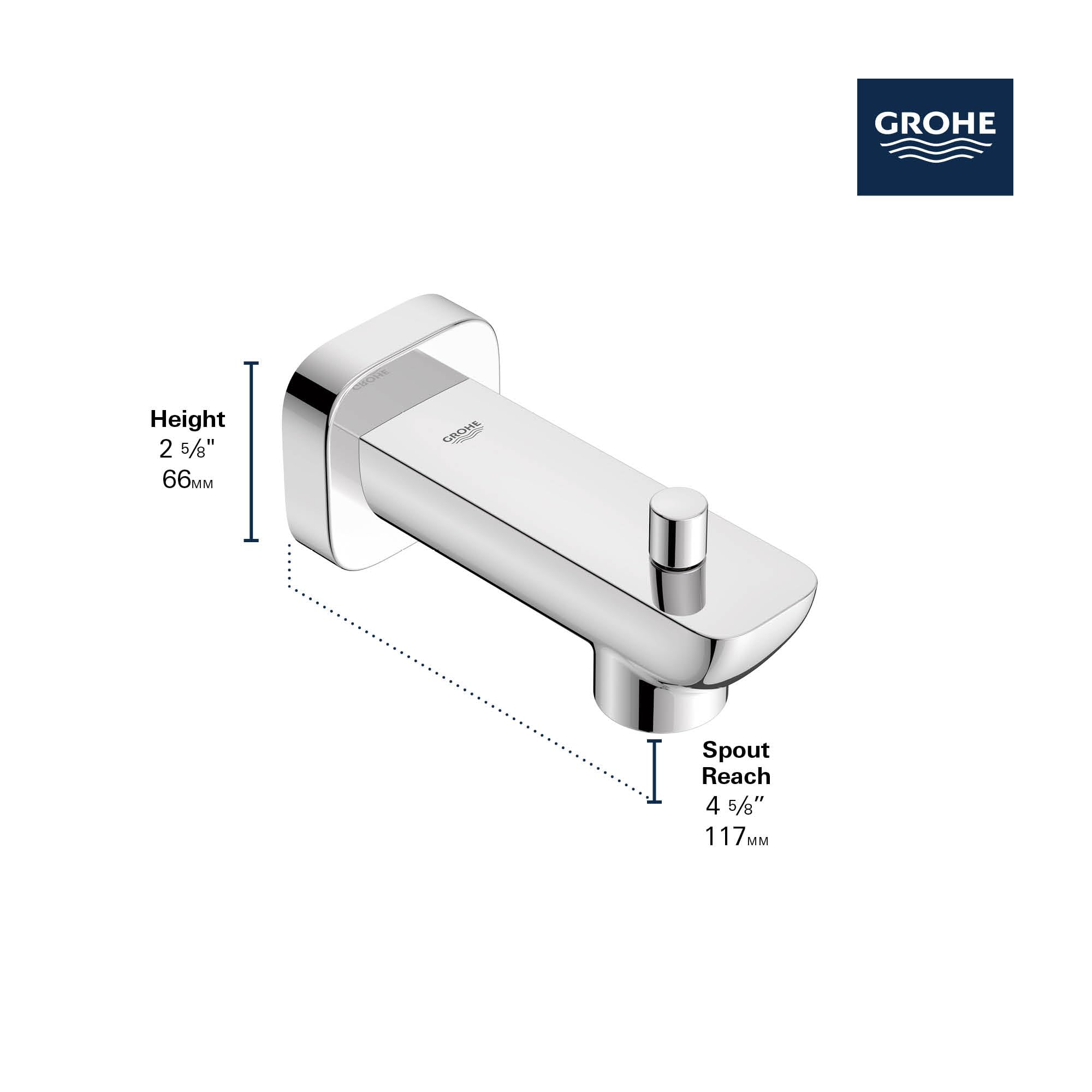 Grohe 1019240000 Cubeo Diverter Tub Spout, Starlight Chrome - Image 4