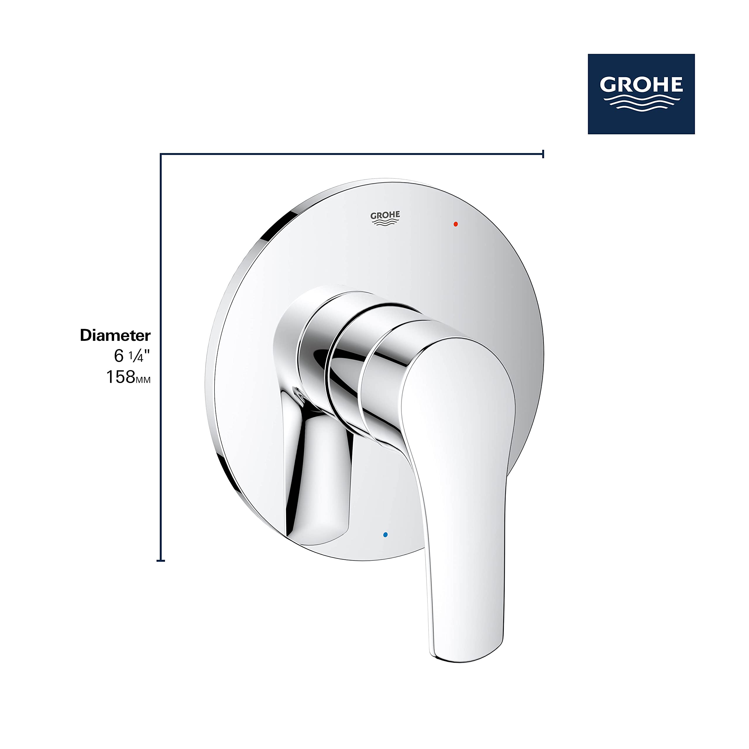 GROHE 19458003 Eurosmart Shower Valve Trim, Starlight Chrome - Image 5