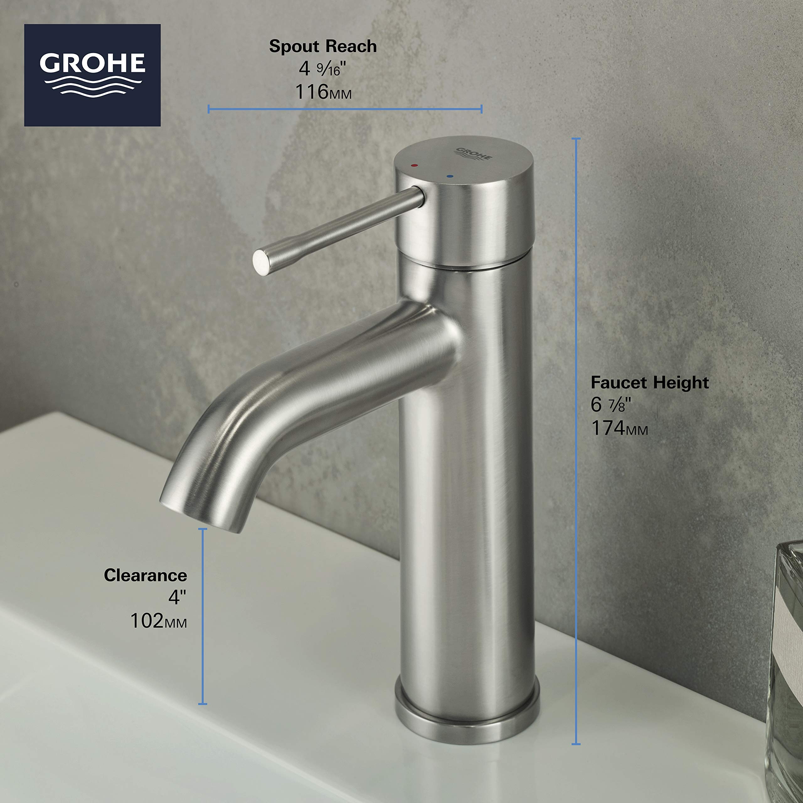GROHE 23592GNA Essence, Single Hole Single-Handle S-Size Bathroom Faucet 1.2 GPM, Brushed Cool Sunrise (Brushed Gold) - Image 5