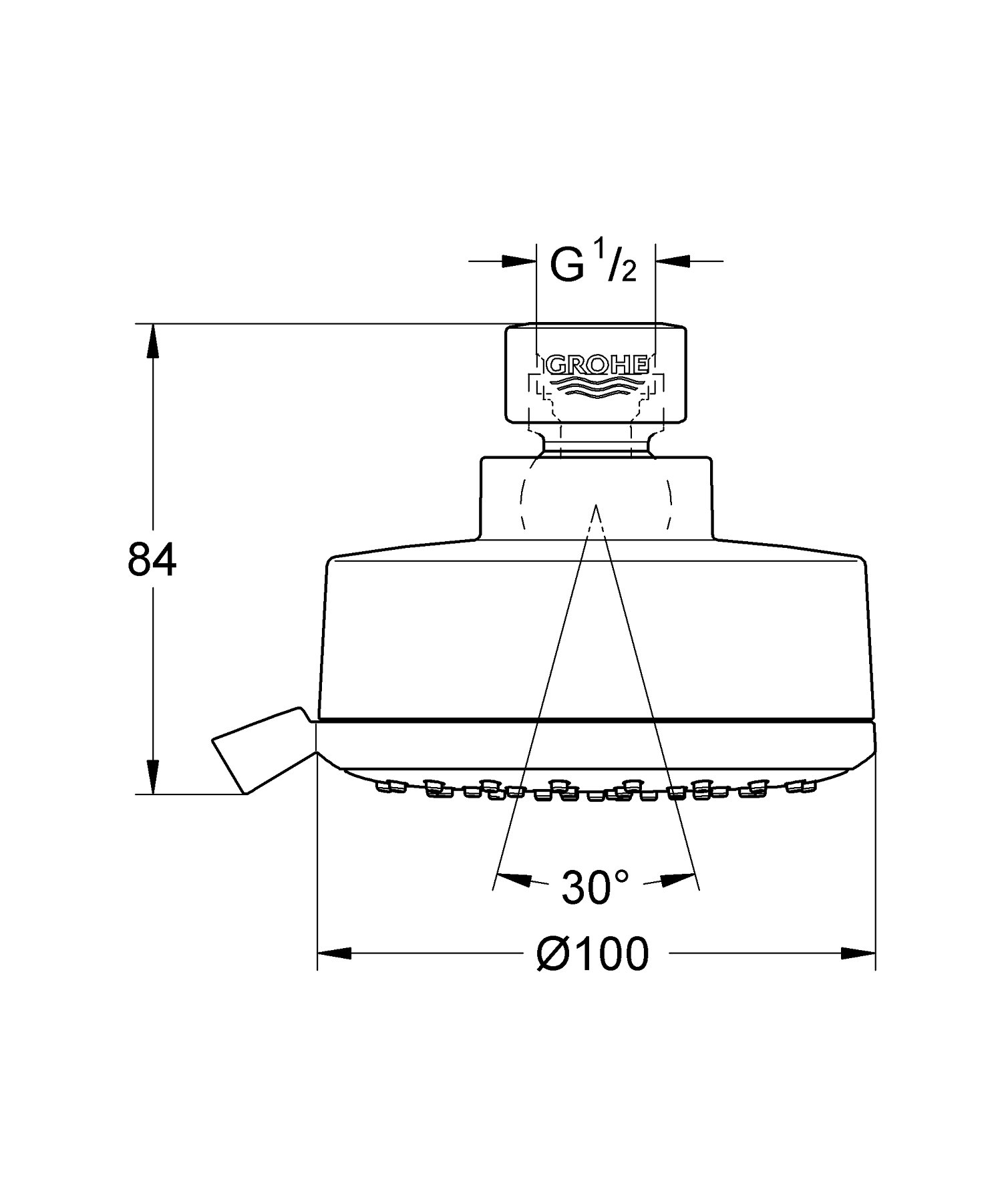 Grohe 27591001 Tempesta Cosmopolitan 100 2.5 GPM 4 Spray Shower Head, Starlight Chrome - Image 3