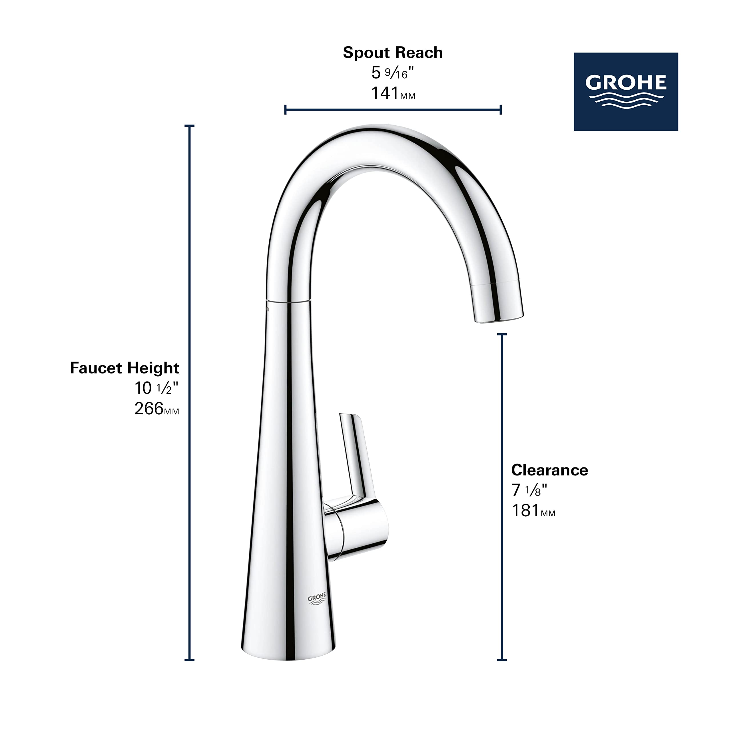 GROHE 30026002 Zedra Pillar Tap with 'Filter Function', Starlight Chrome - Image 5
