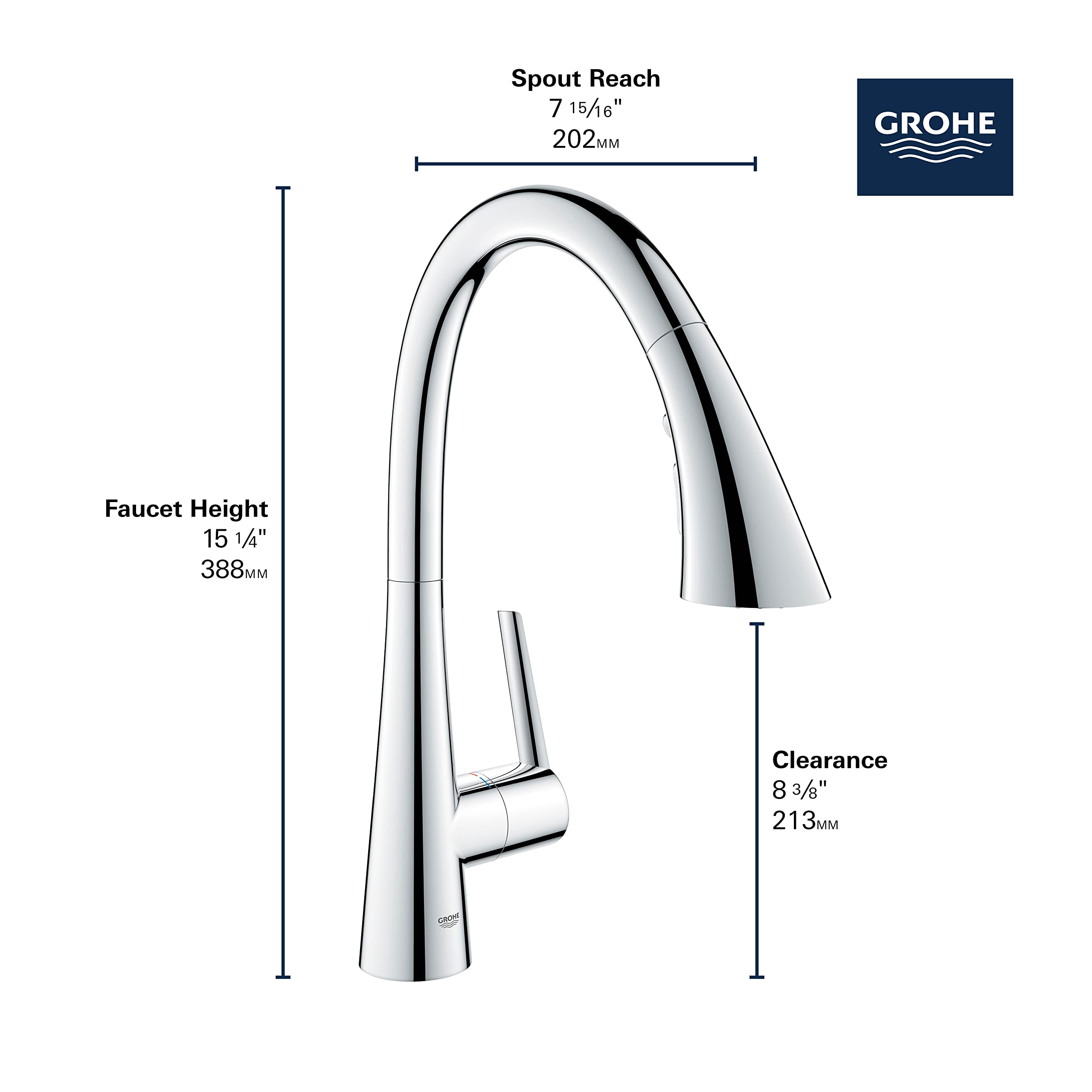 GROHE 30368DC2 Ladylux L2 Single-Handle Kitchen Faucet, SuperSteel InfinityFinish - Image 5