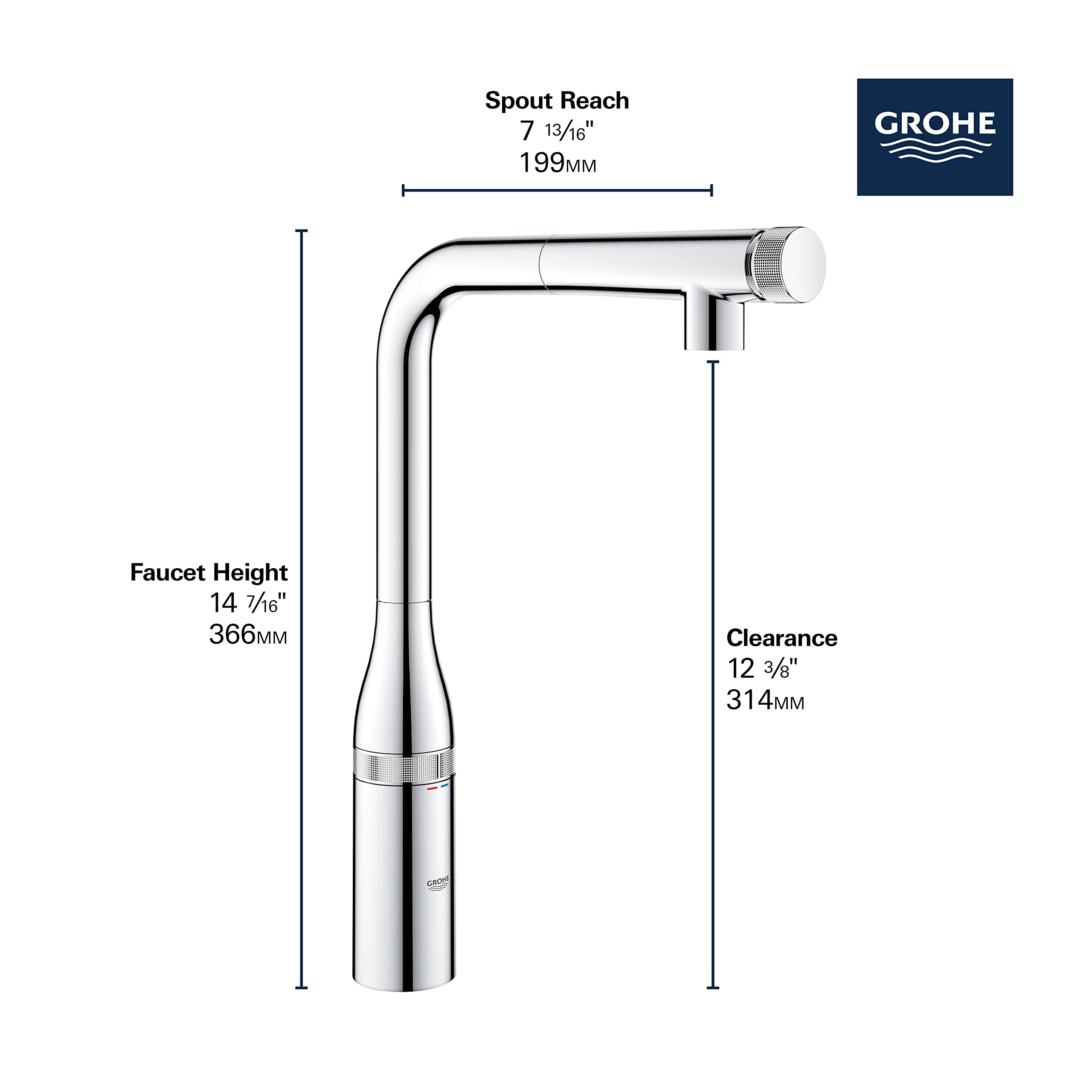 GROHE 31616000 Essence Pull-Out Kitchen Faucet Chrome - Image 5