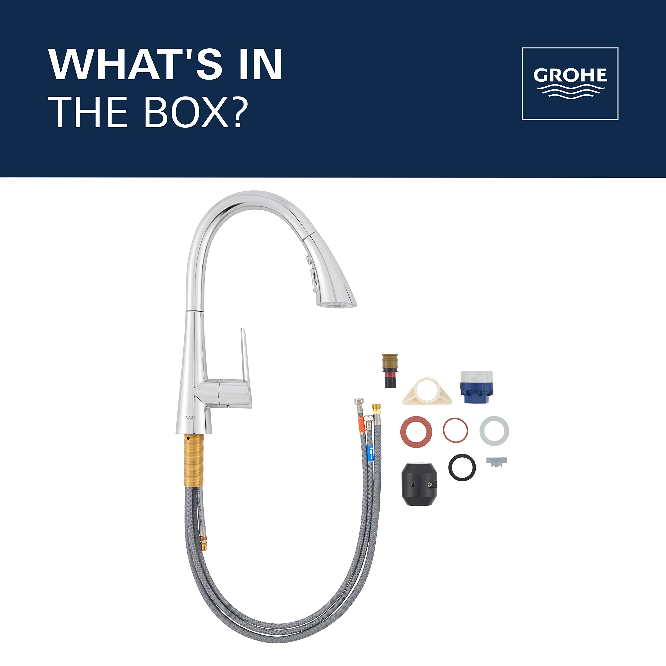 Grohe 32298DC2 Zedra Single-Handle Pull Down Triple Spray Kitchen Faucet in Supersteel - Image 7