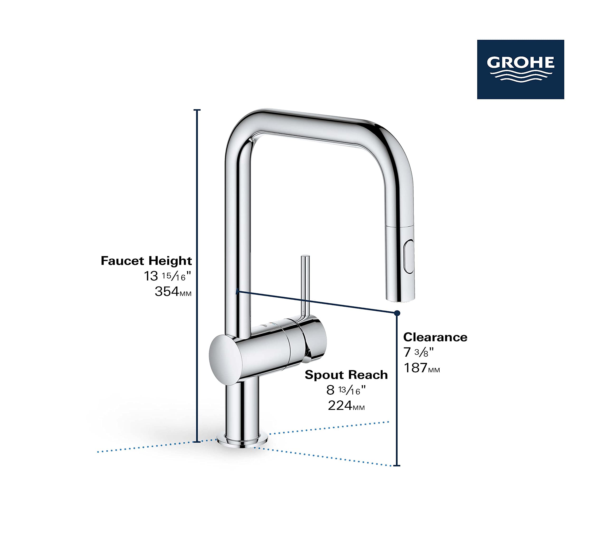 GROHE 32319003 Minta Pull-Down U Kitchen Faucet Chrome - Image 5