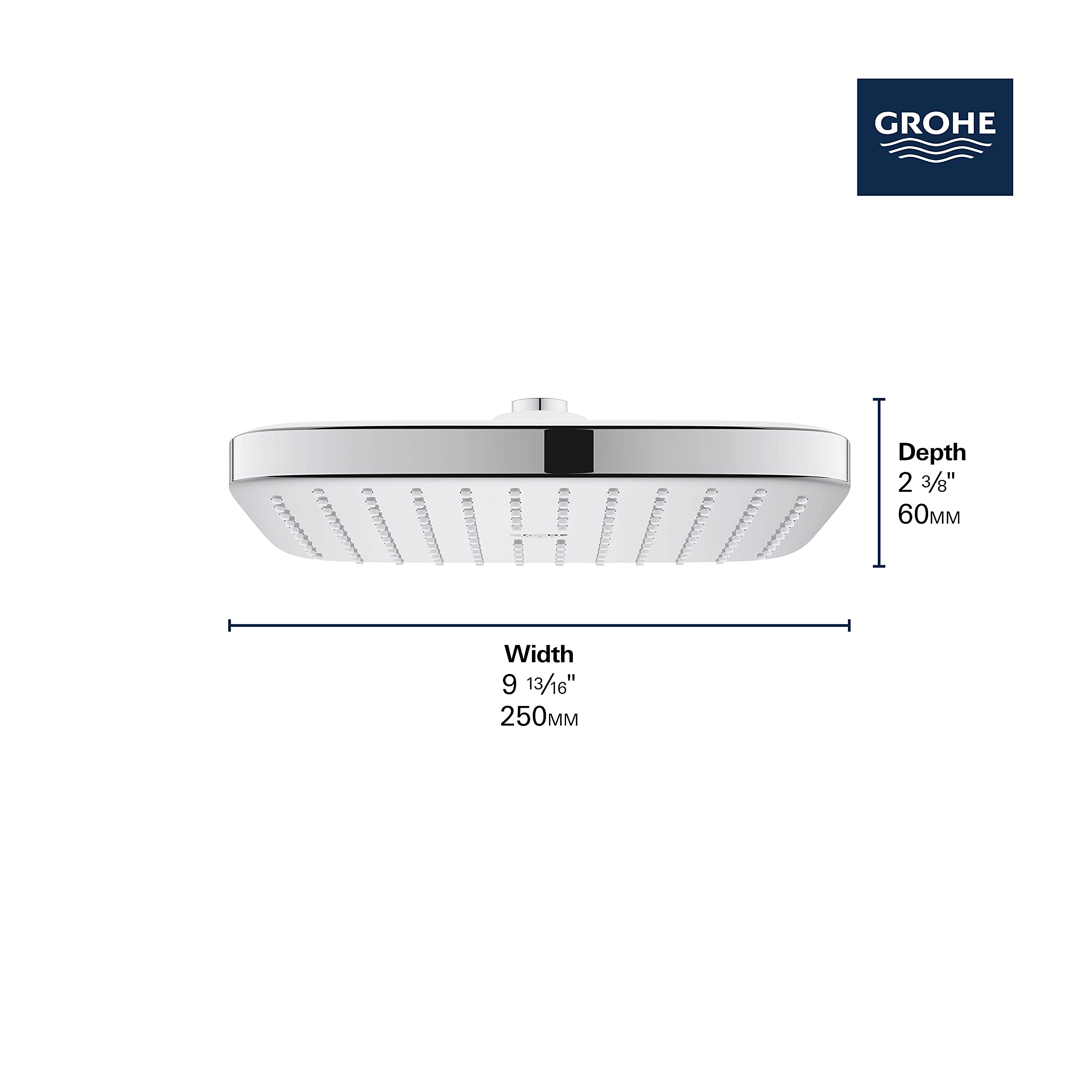 GROHE Tempesta 250 Rain Shower head in Starlight Chrome - Square - Image 4